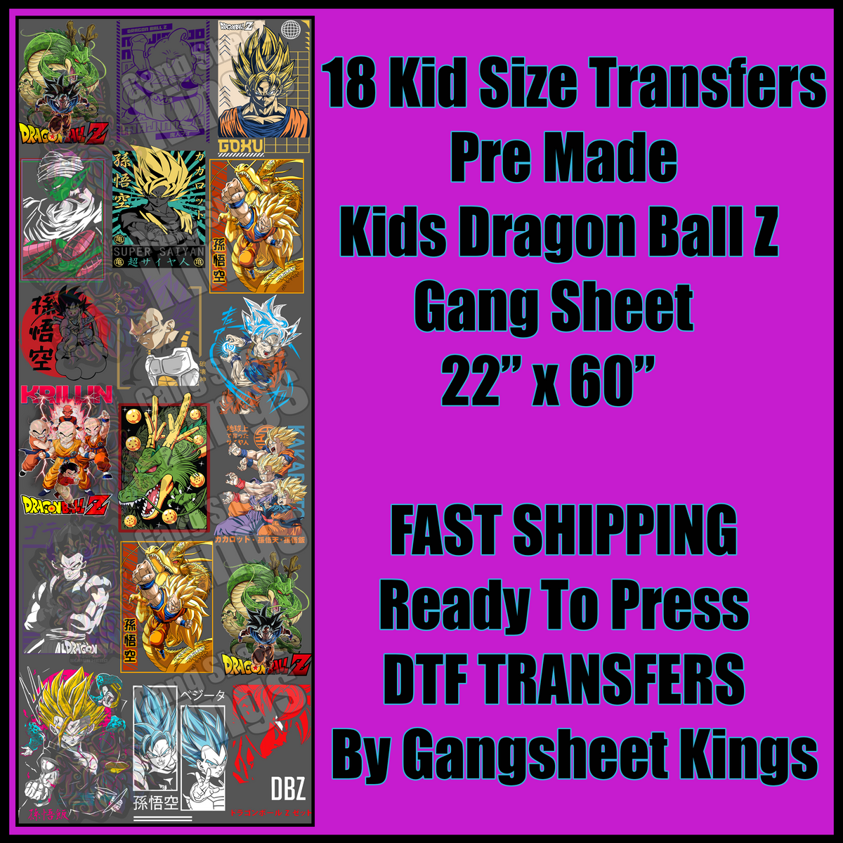 Kids Dragon Ball Z Gangsheet
