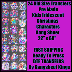 Kids Iridescent Christmas Characters Gangsheet