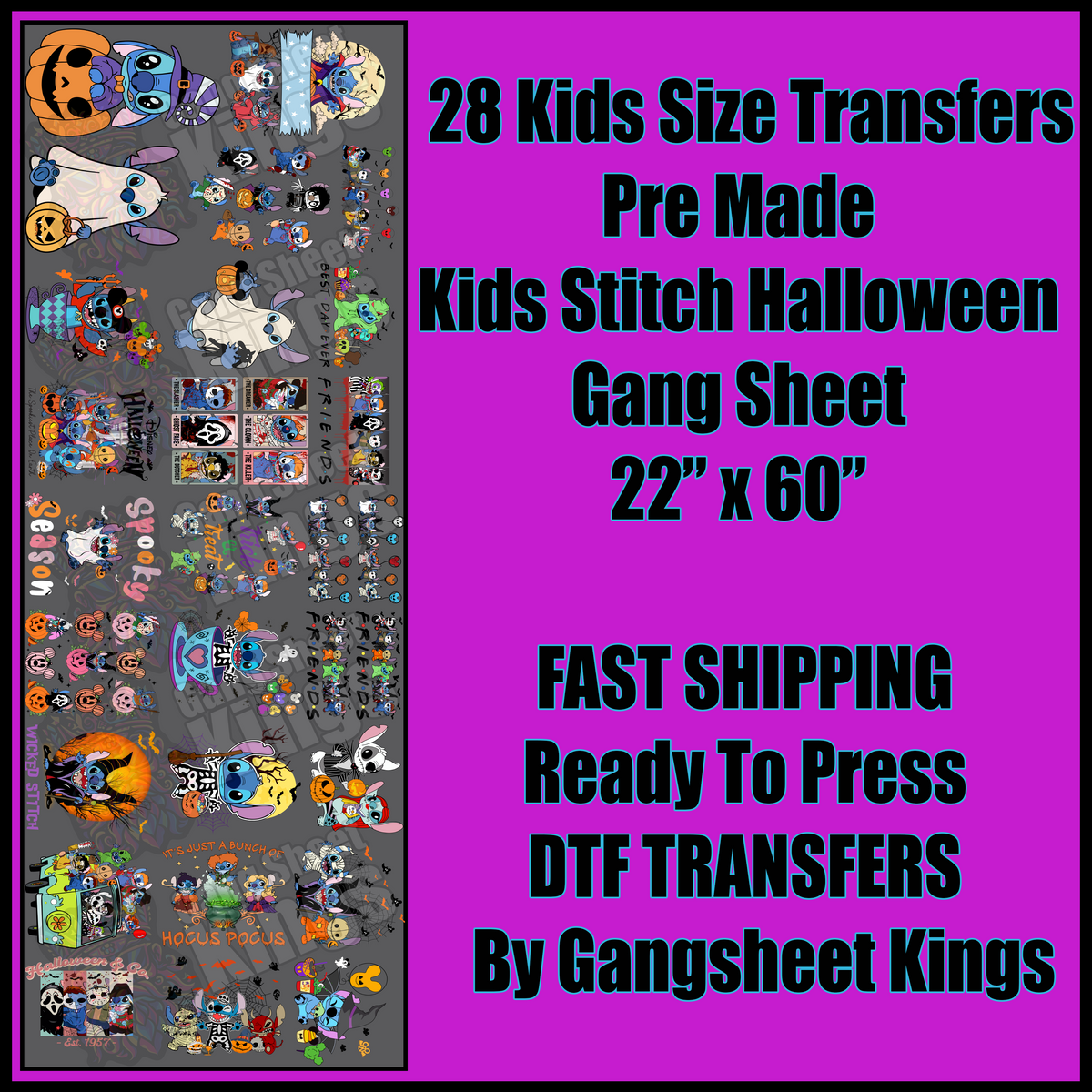 Kids Stitch Halloween Gangsheet