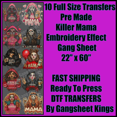 Killer Mama Embroidery Effect Halloween Gangsheet