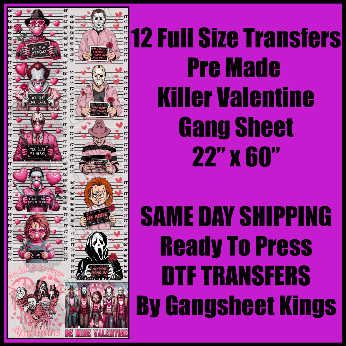 Killer Valentine Halloween Gang Sheet