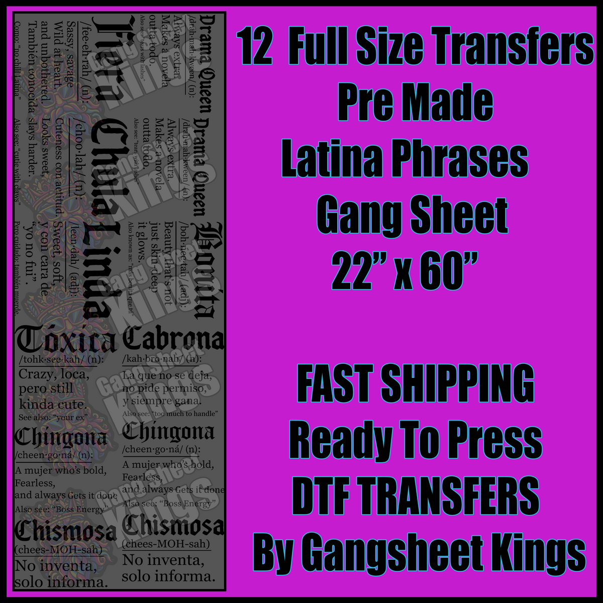 Latina Phrases Gangsheet