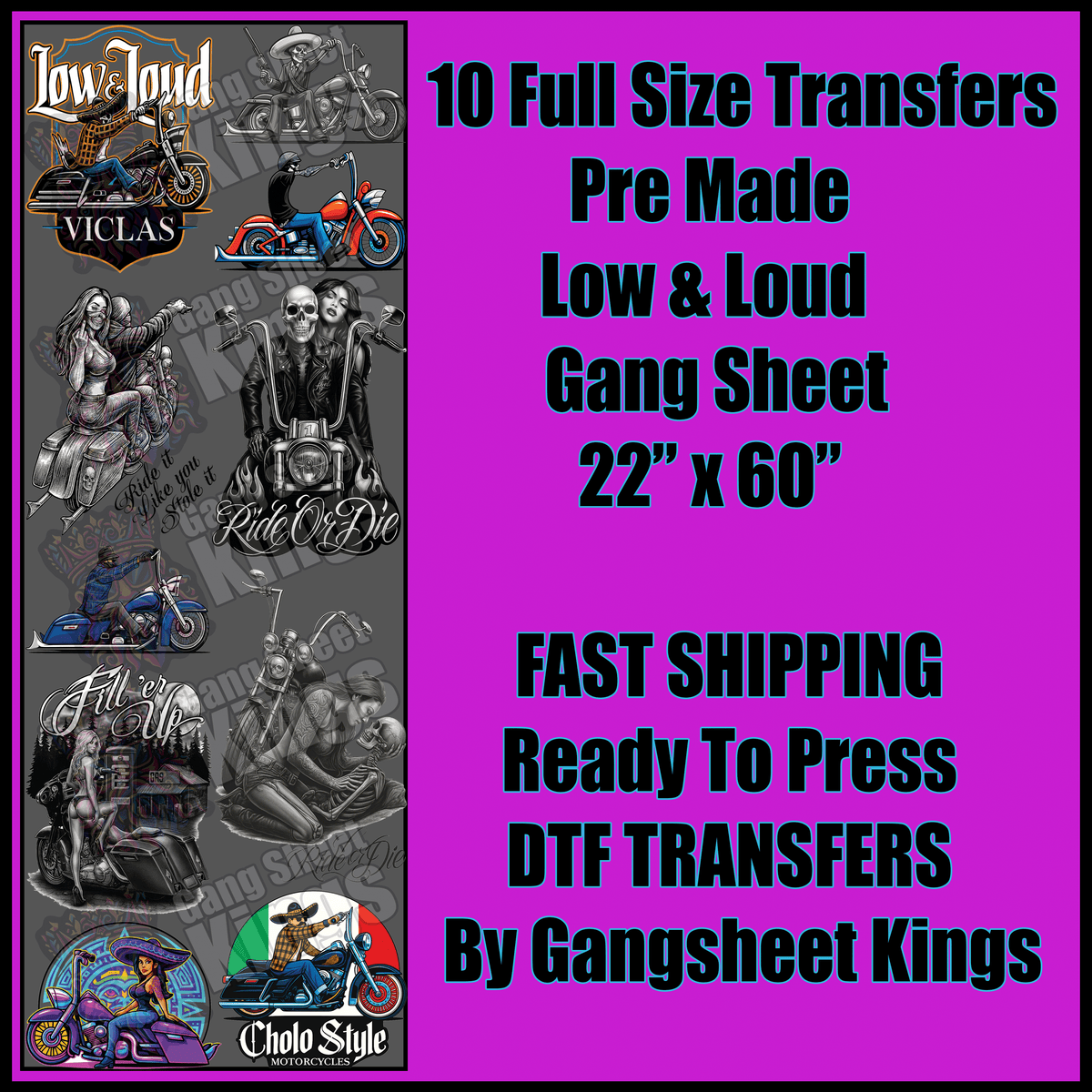 Low & Loud Harley Davidson Motorcycle Gangsheet