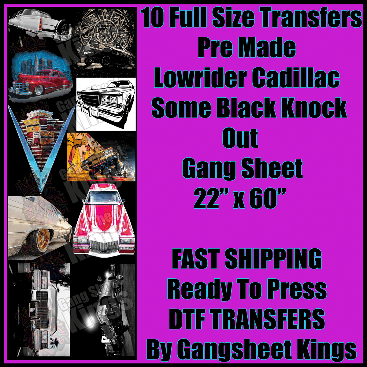 Lowrider Cadillac Some BLACK KNOCKED OUT Gangsheet
