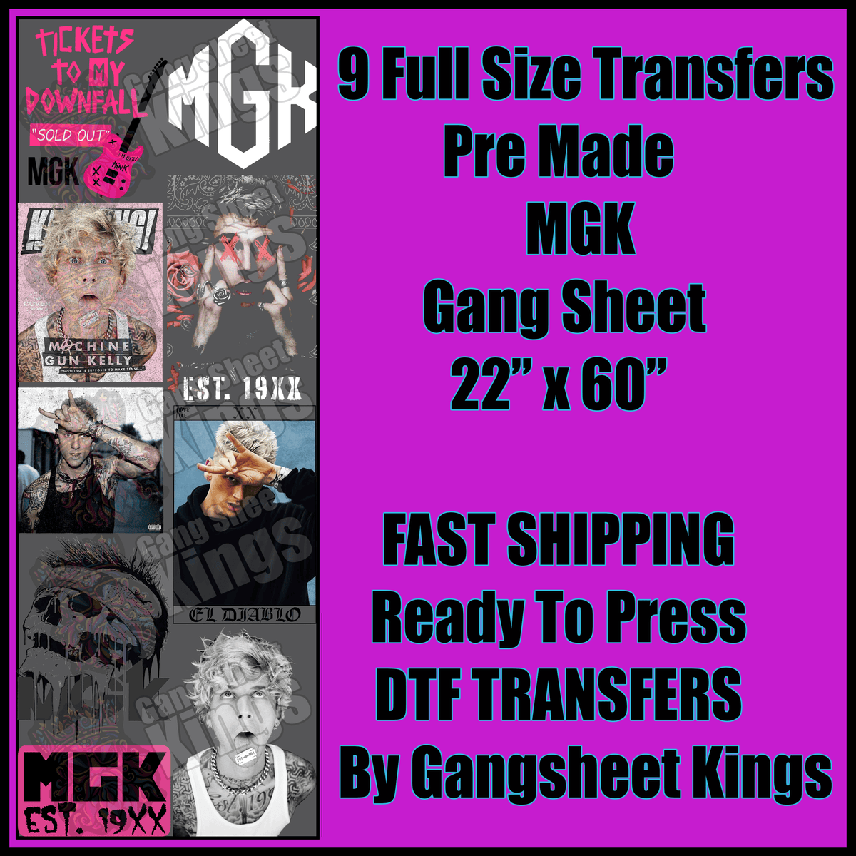 MGK Machine Gun Kelly Gangsheet