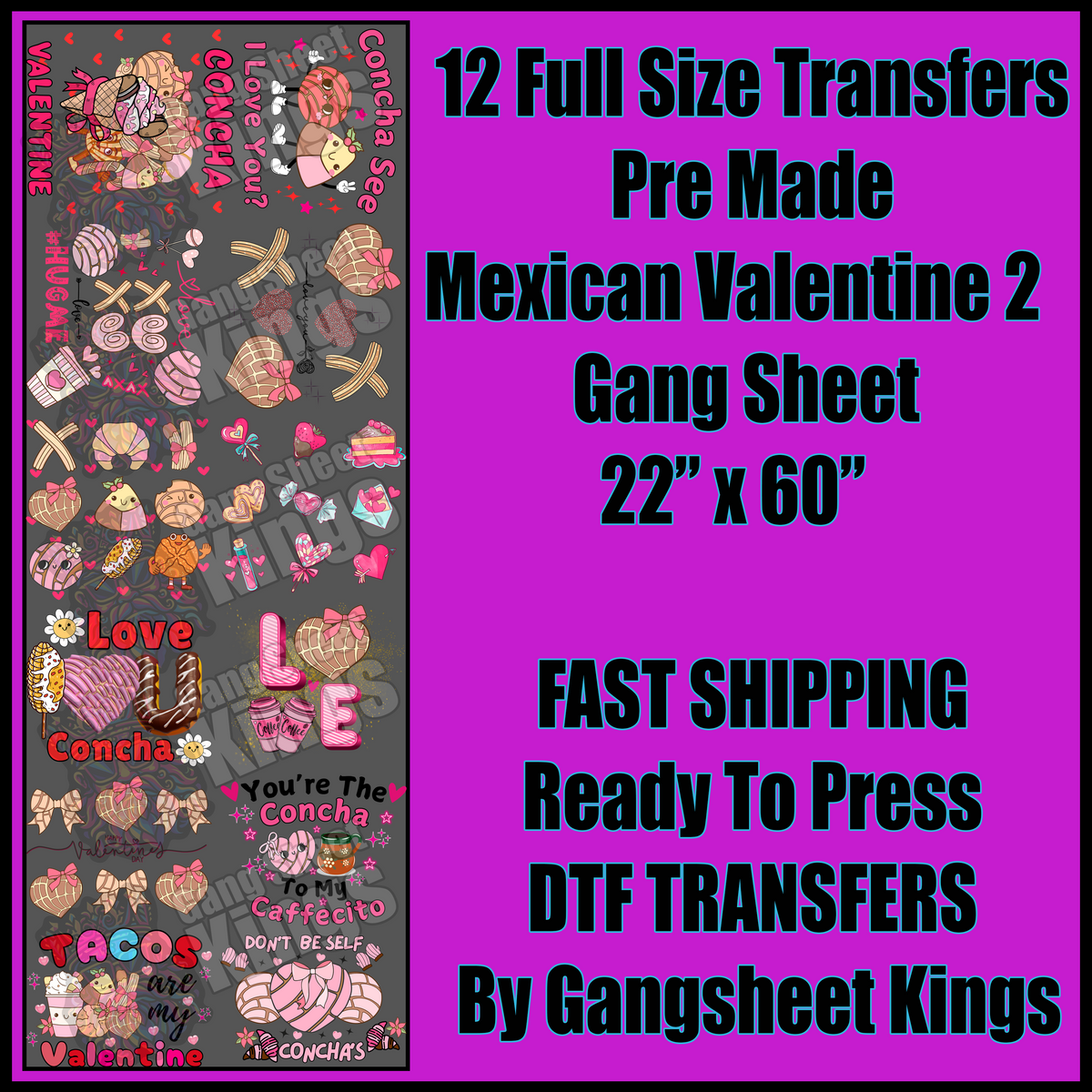 Mexican Valentine 2 Gang Sheet