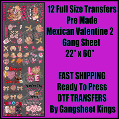 Mexican Valentine 2 Gang Sheet