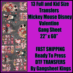 Mickey Mouse Disney Valentine 2 Gangsheet