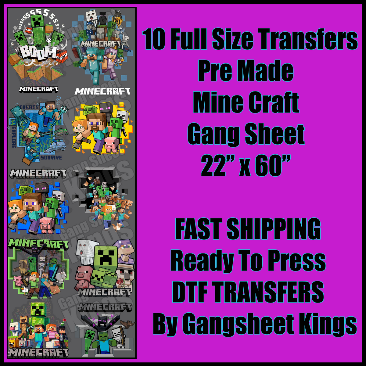 Mine Craft Gangsheet