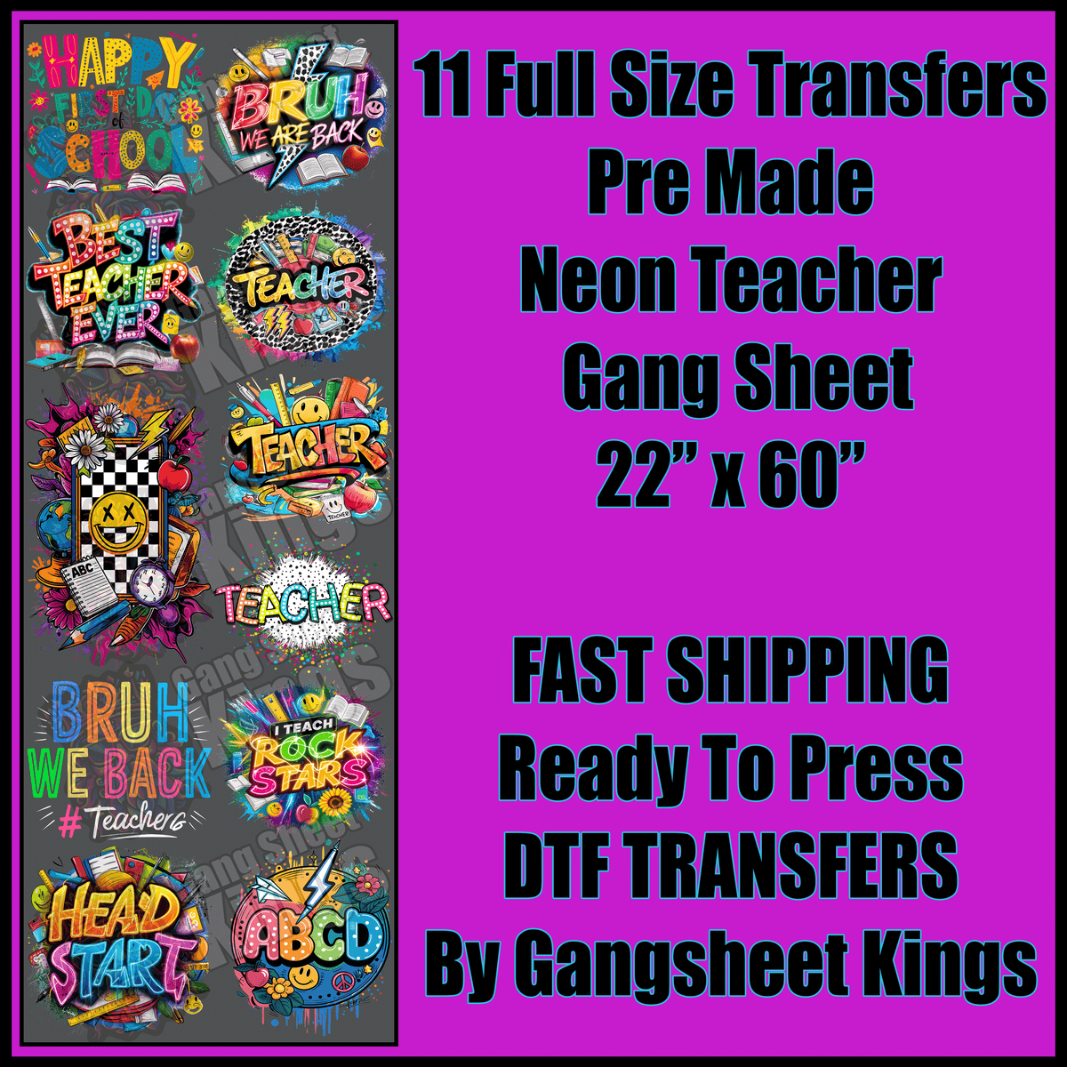 Neon Teacher Gangsheet
