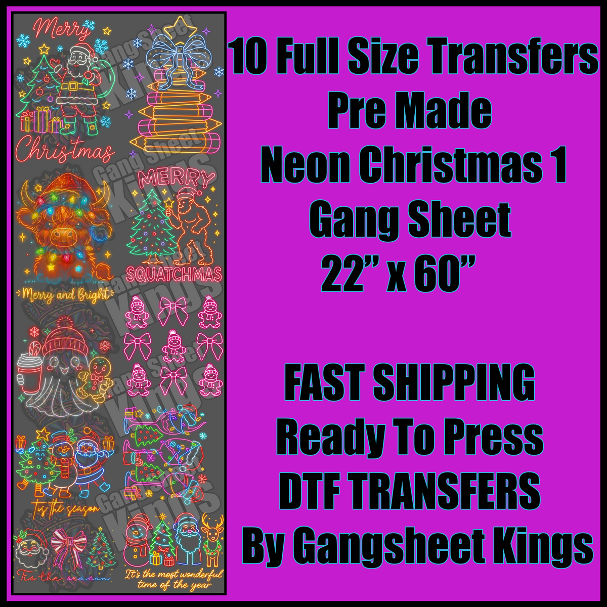 Neon Christmas 1 Gangsheet