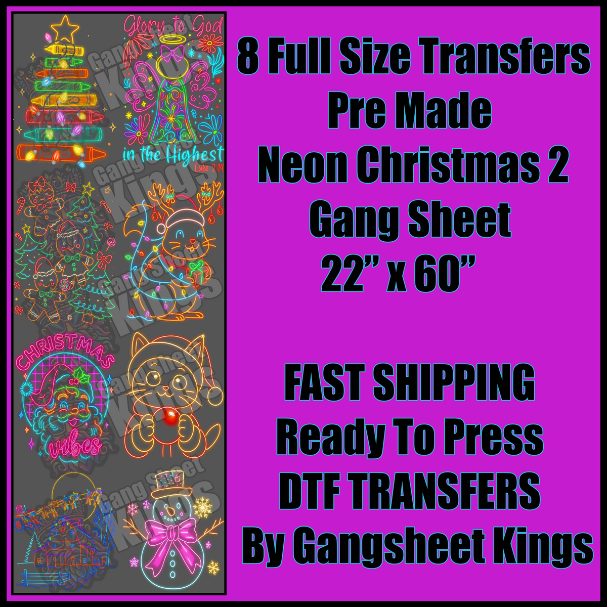 Neon Christmas 2 Gangsheet
