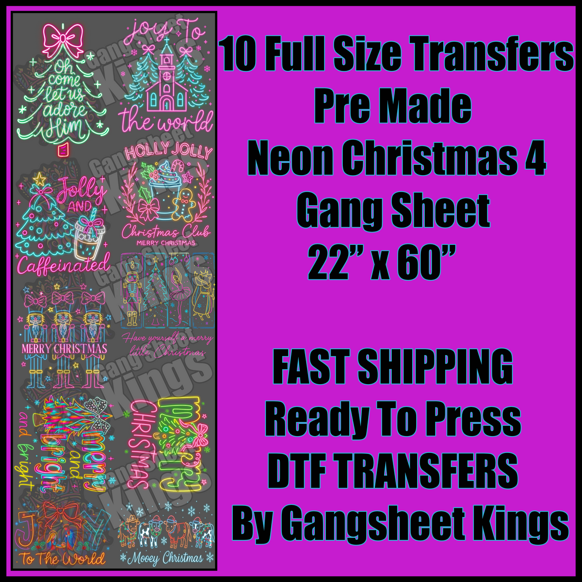 Neon Christmas 4 Gangsheet