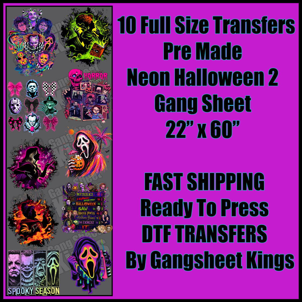 Neon Halloween 2 Halloween Gangsheet