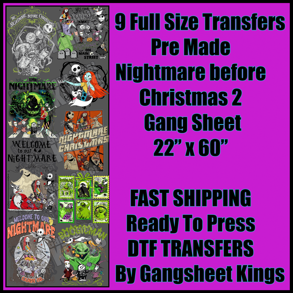 Nightmare before Christmas 2 Gangsheet