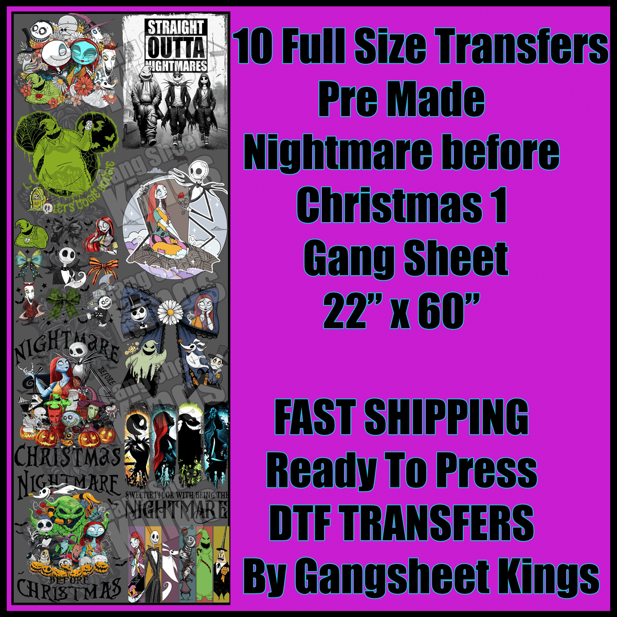 Nightmare before Christmas 1 Gangsheet