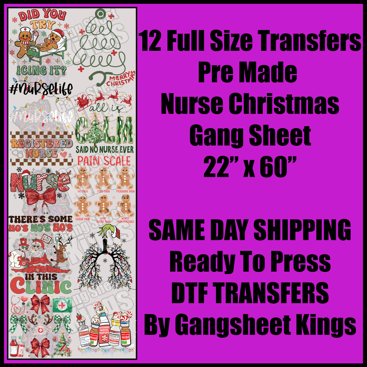 Nurse Christmas Gang Sheet