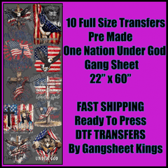 One Nation Under God Gangsheet Patriotic America