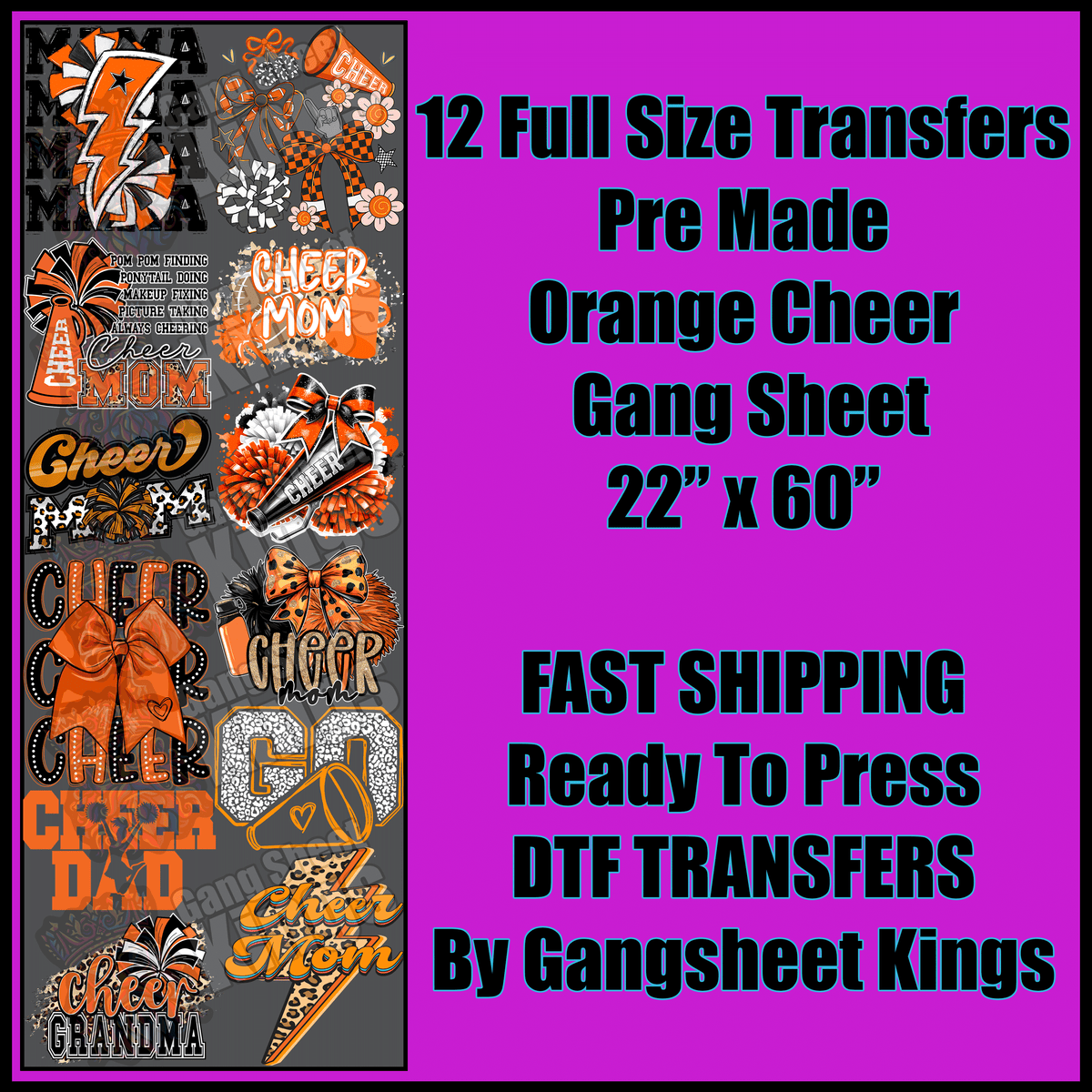 Orange Cheer Sports Gangsheet