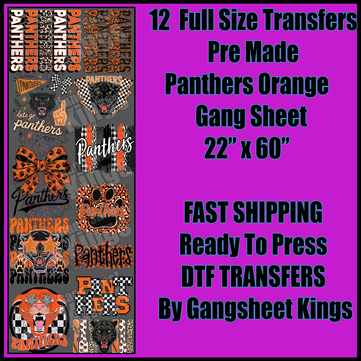 Panthers Sports Orange Gangsheet