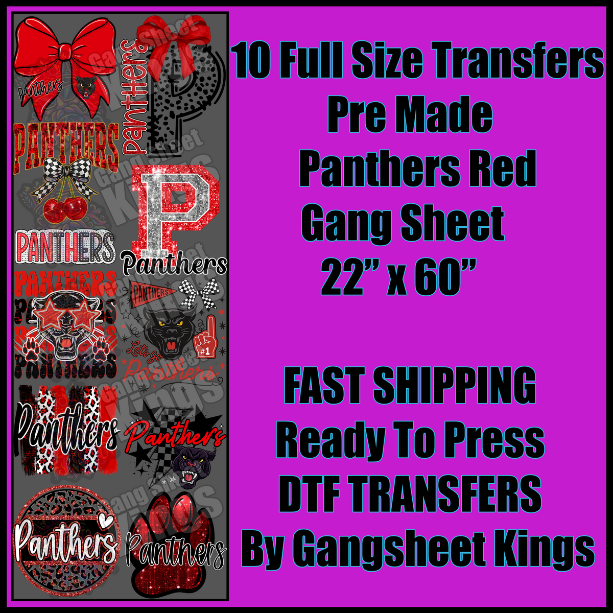 Panthers Sports Red Gangsheet