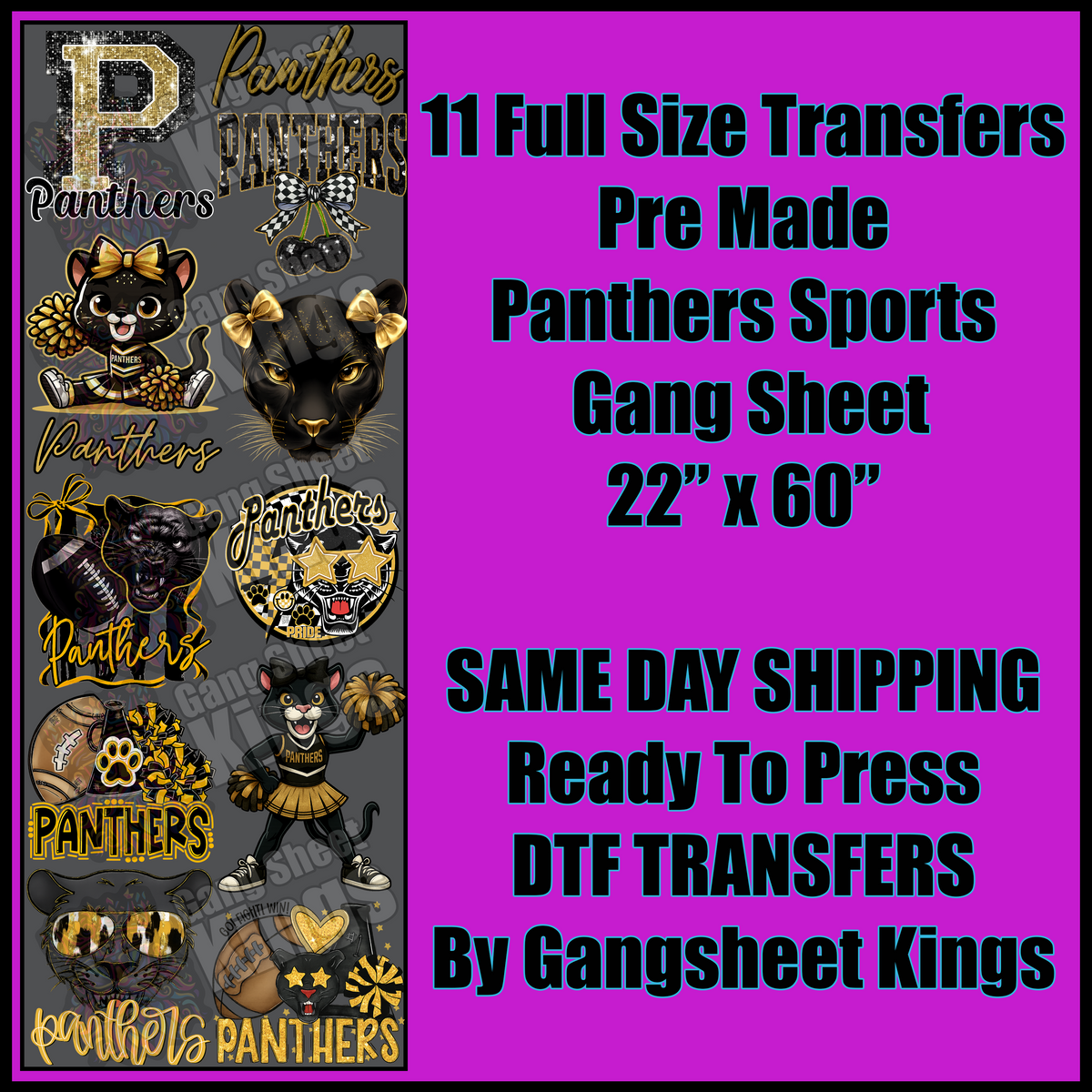 Panthers Sports Yellow / Gold Gangsheet