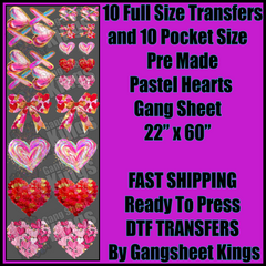 Pastel Hearts Valentine Gangsheet