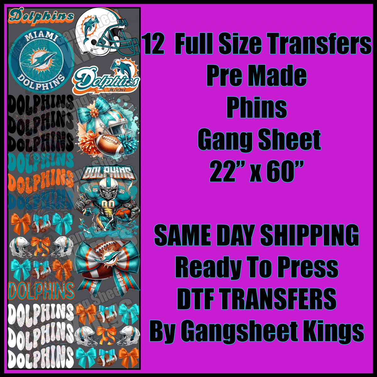 Miami Dolphins NFL Gangsheet
