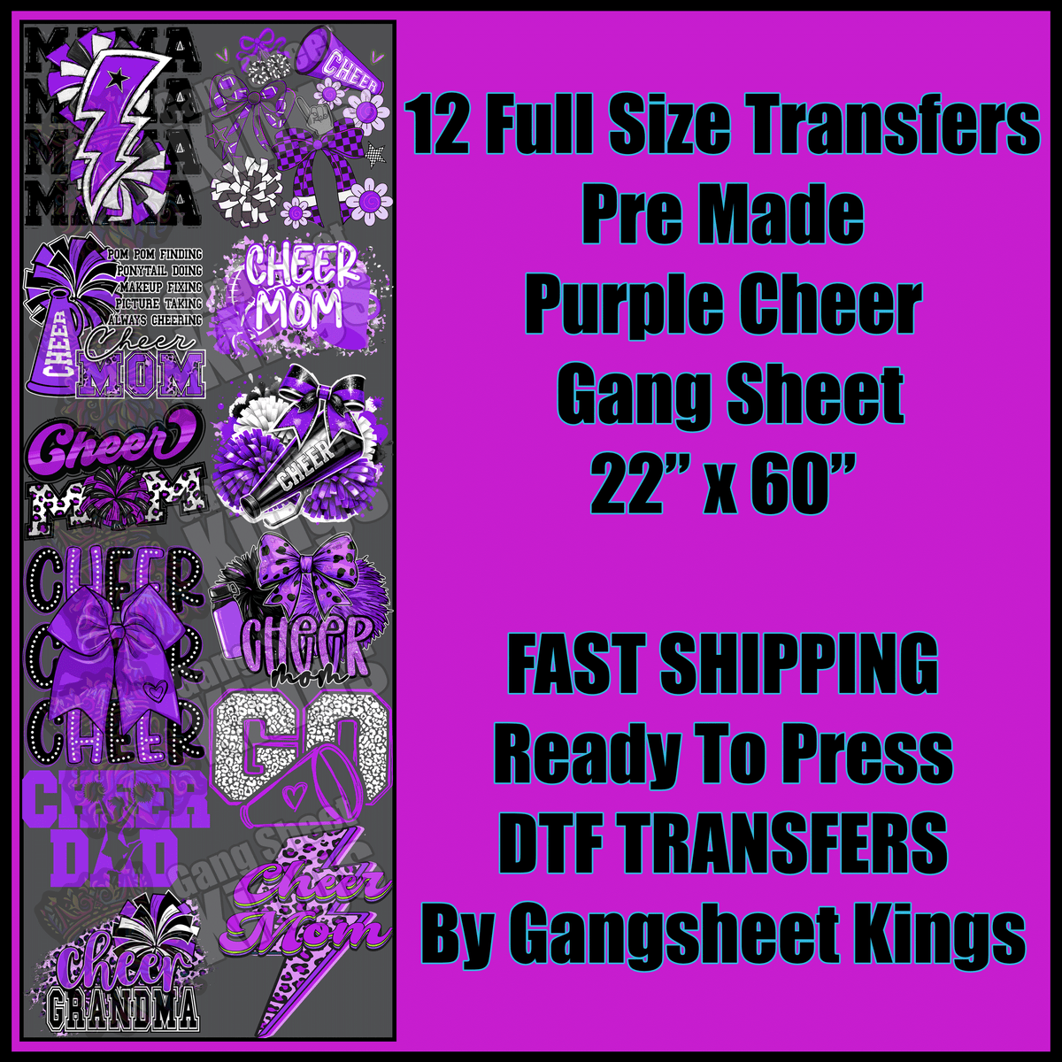 Purple Cheer Sports Gangsheet