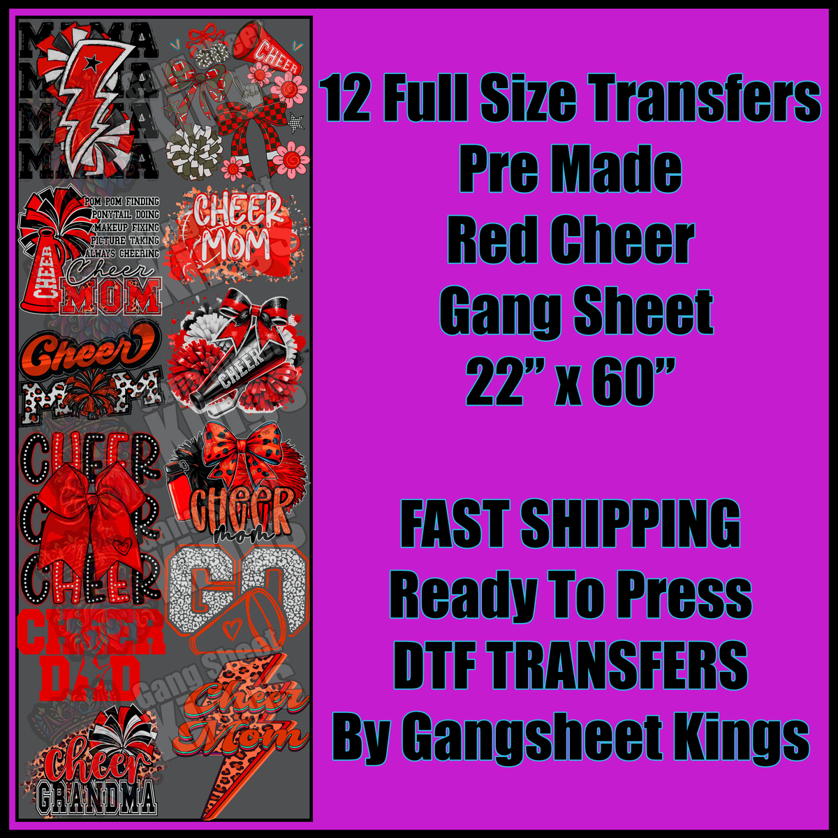 Red Cheer Sports Gangsheet