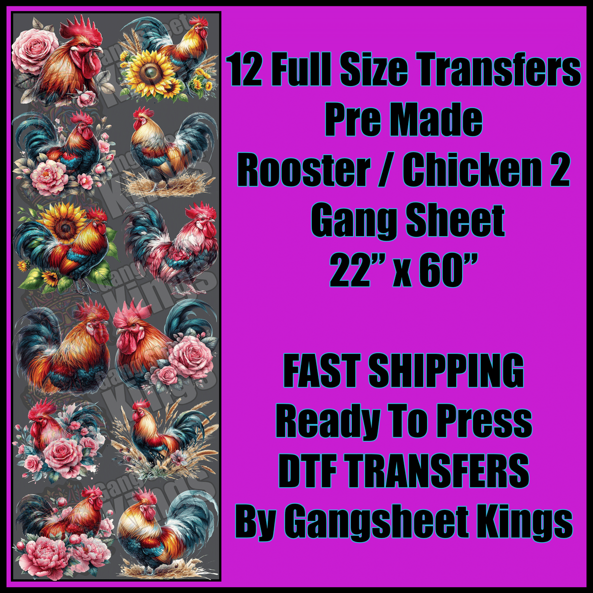 Rooster / Chicken 2 Gangsheet
