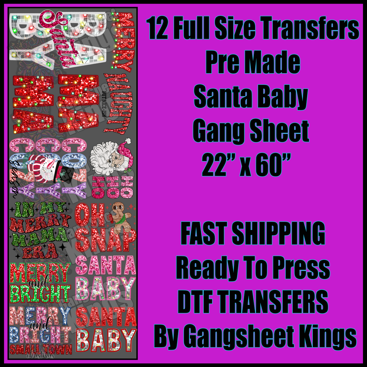 Santa Baby Christmas Gangsheet