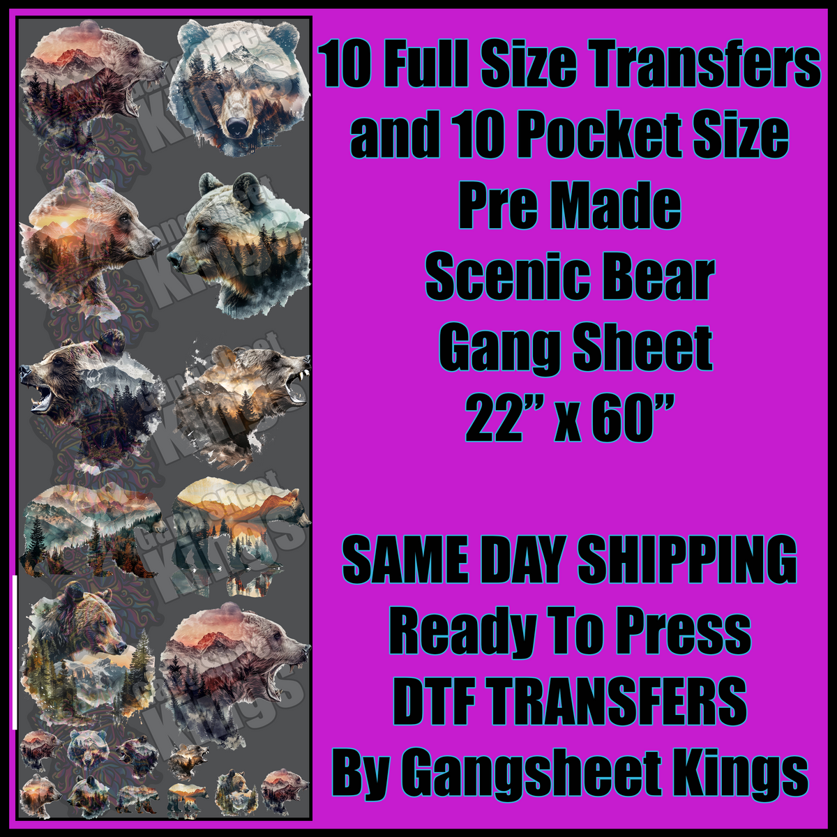 Scenic Bear Prints Gangsheet