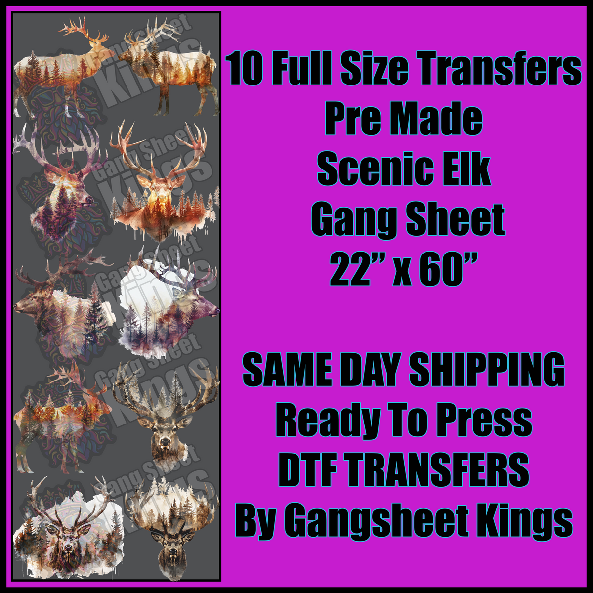 Scenic Elk Prints Gangsheet