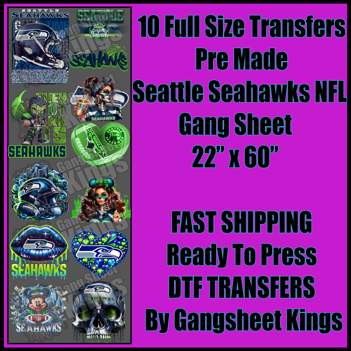 Seattle Seahawks NFL Gangsheet