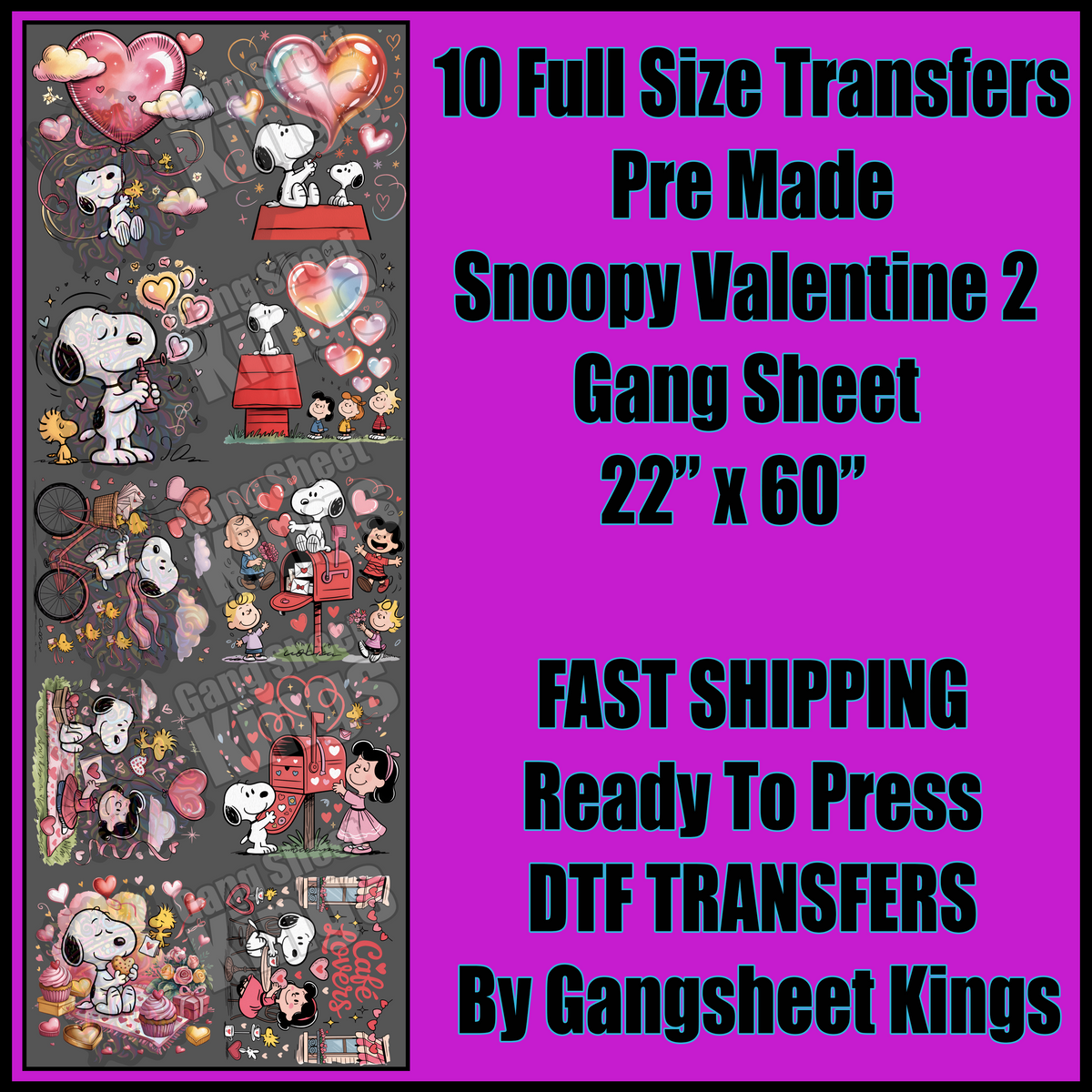 Snoopy Valentine 2 Gangsheet