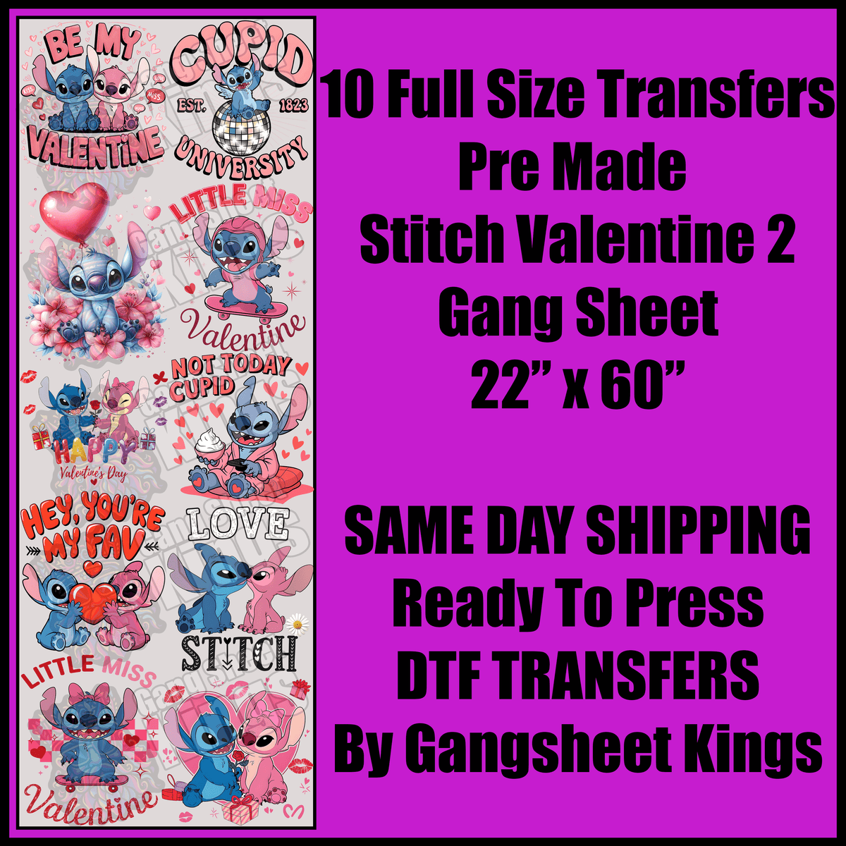 Stitch Valentine 2 Gang Sheet