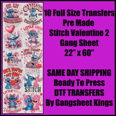Stitch Valentine 2 Gang Sheet
