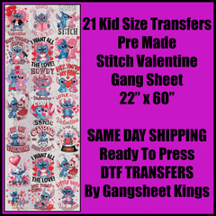Kid Sized Stitch Valentine Gang Sheet