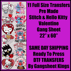 Stitch & Hello Kitty Adult Valentine Gang Sheet
