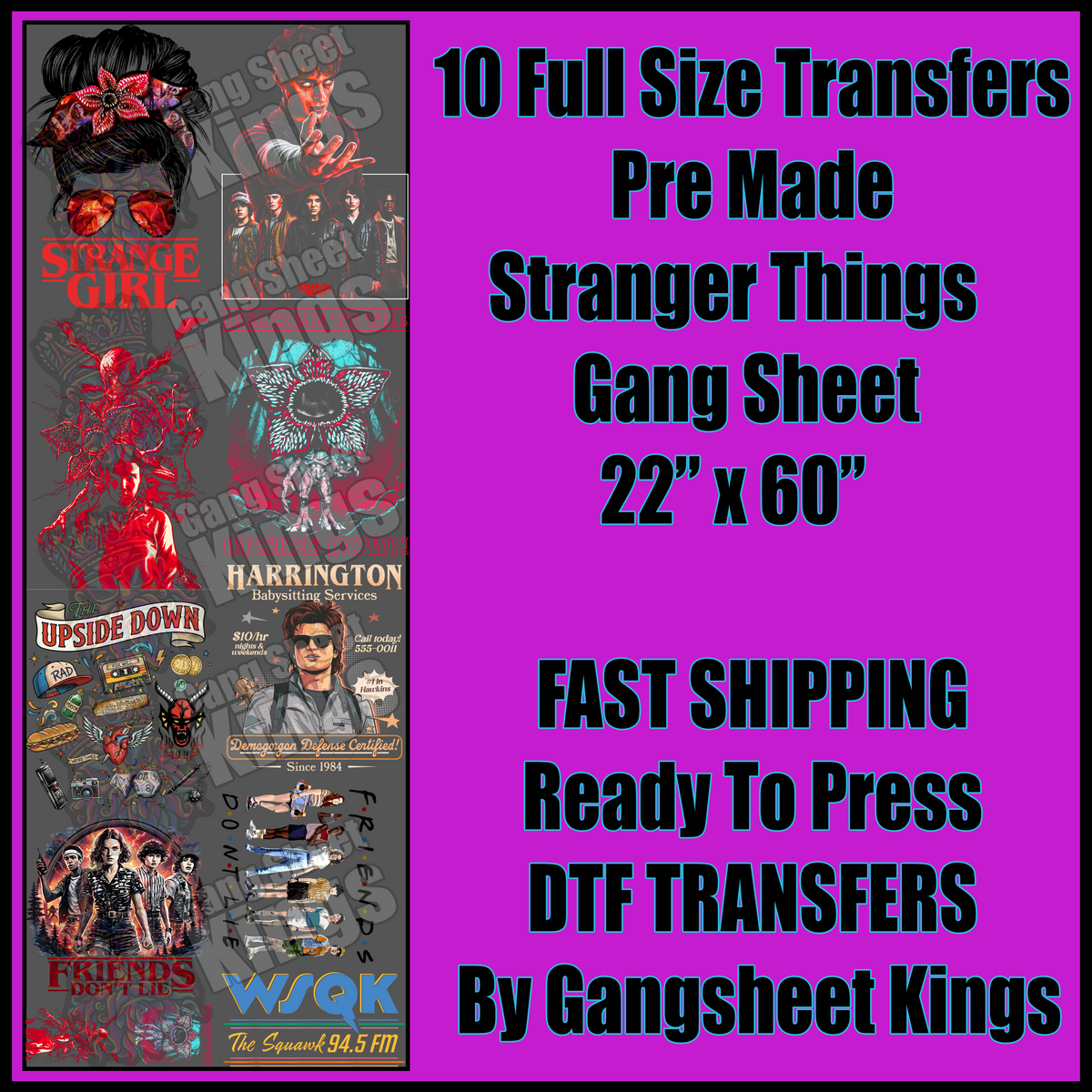 Stranger Things Gangsheet