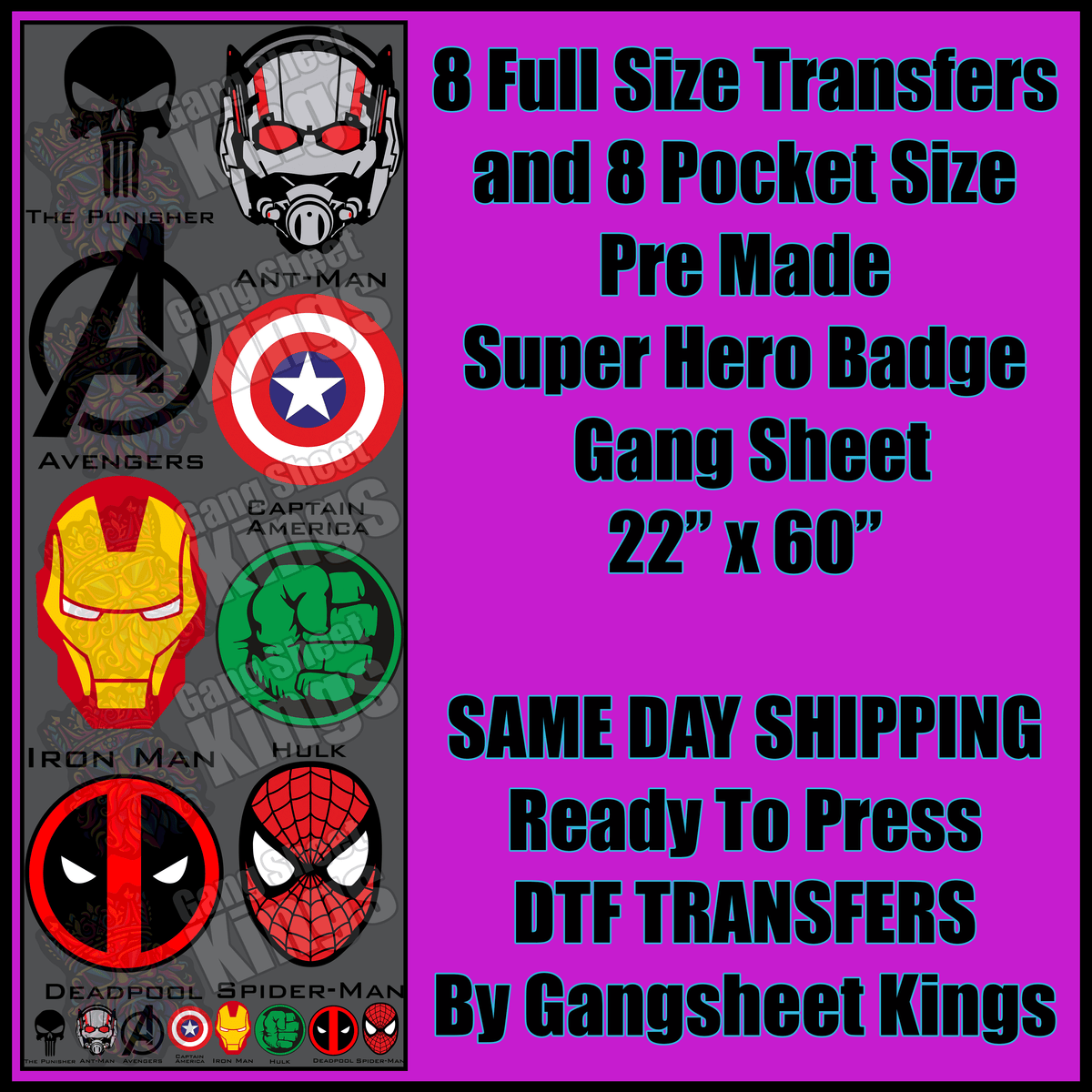 Super Hero Badge Gangsheet