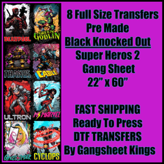 Super Hero 2 Black Knocked Out Gangsheet