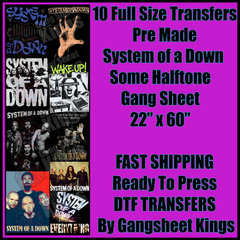 System of a Down Some Halftoned for Black Shirts Gangsheet