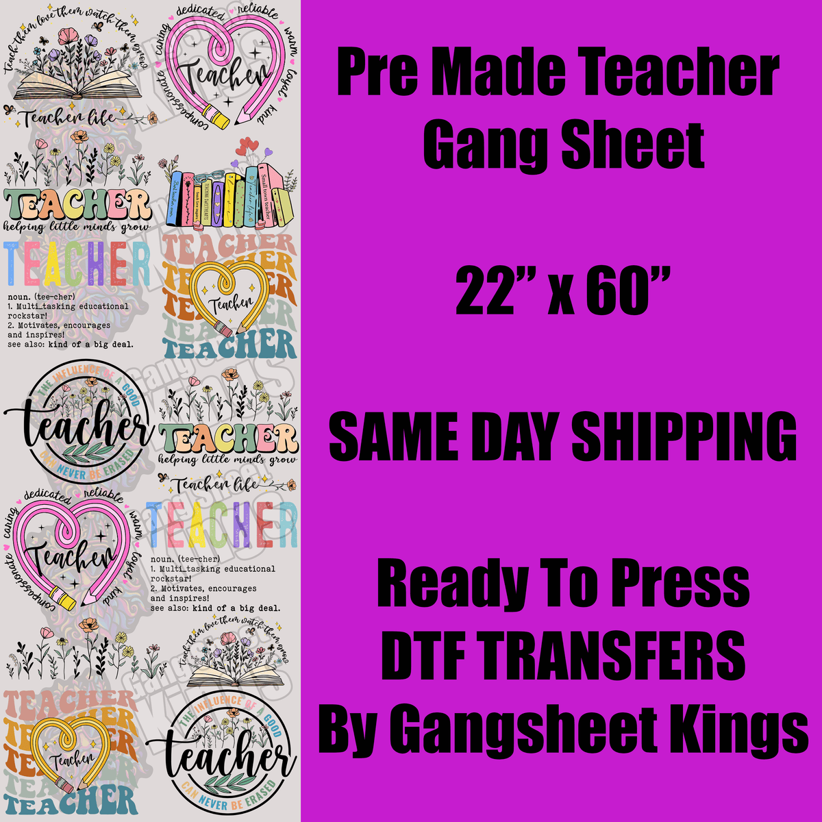 Teacher 1 Gang Sheet