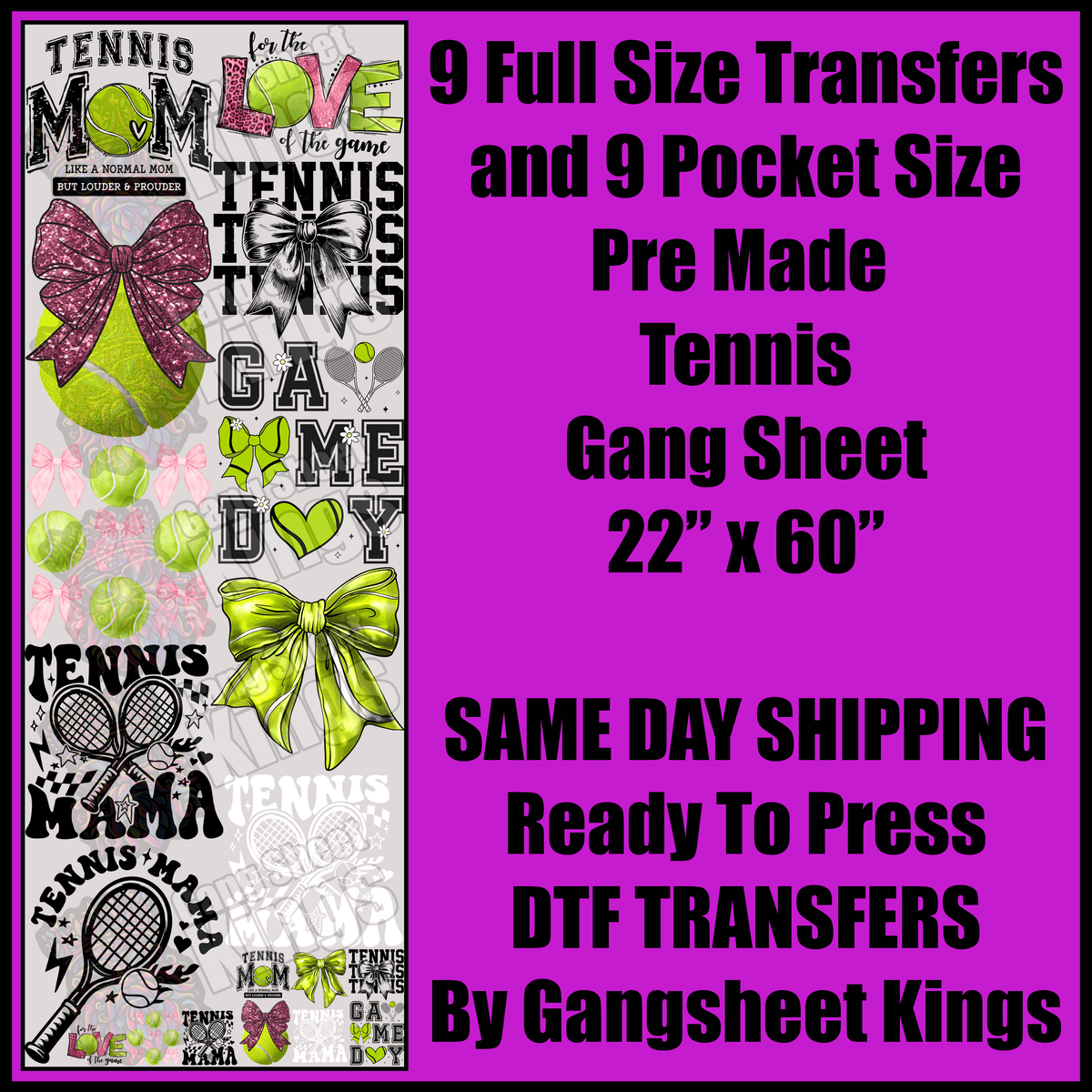 Tennis Gang Sheet