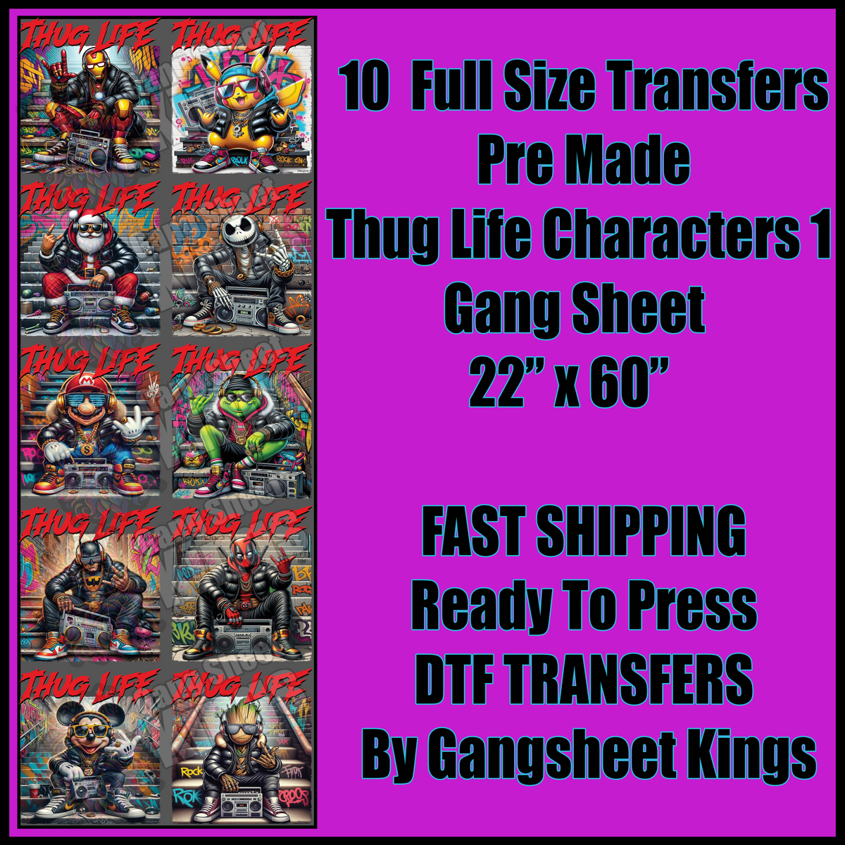 Thug Life Characters 1 Gangsheet