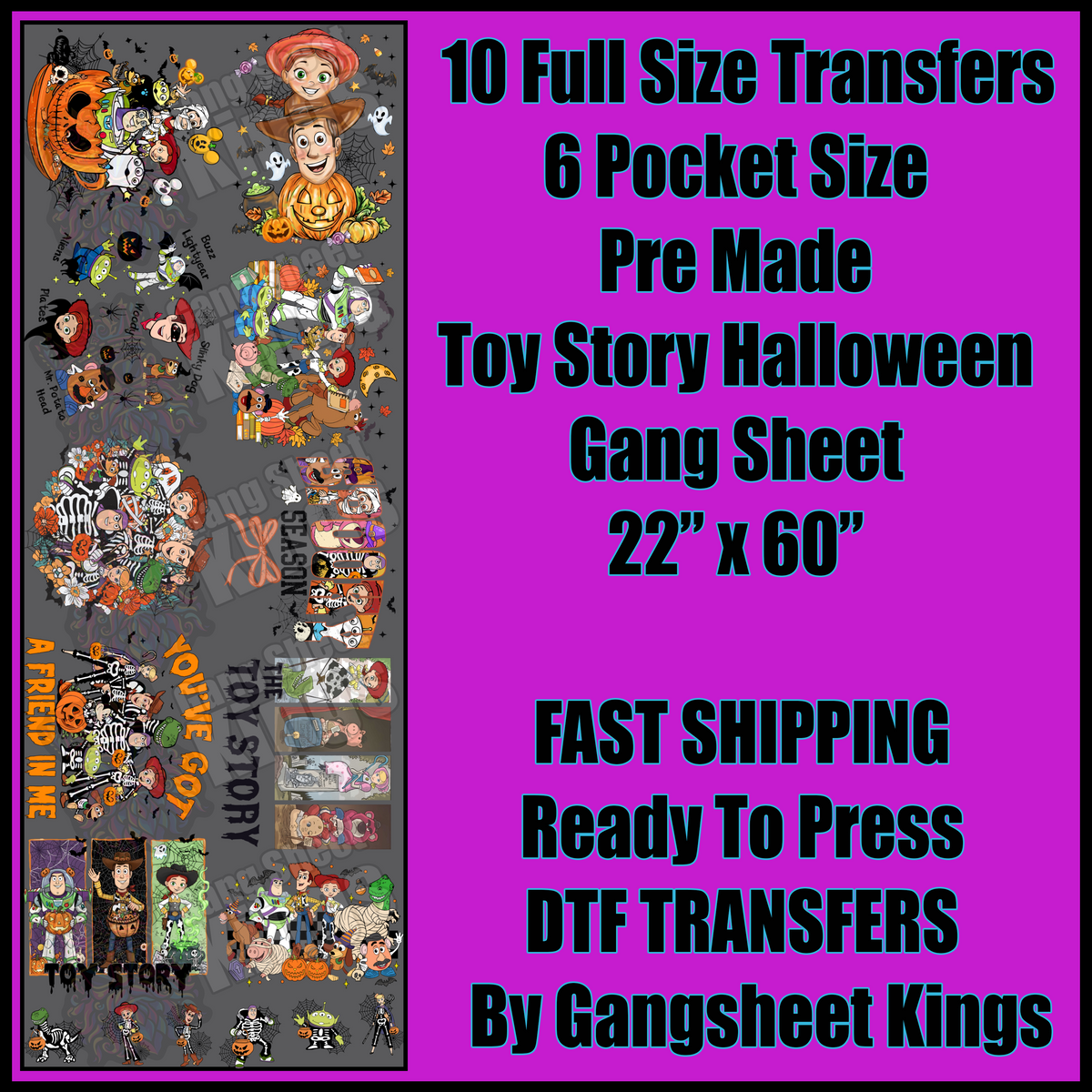 Toy Story Halloween Gangsheet