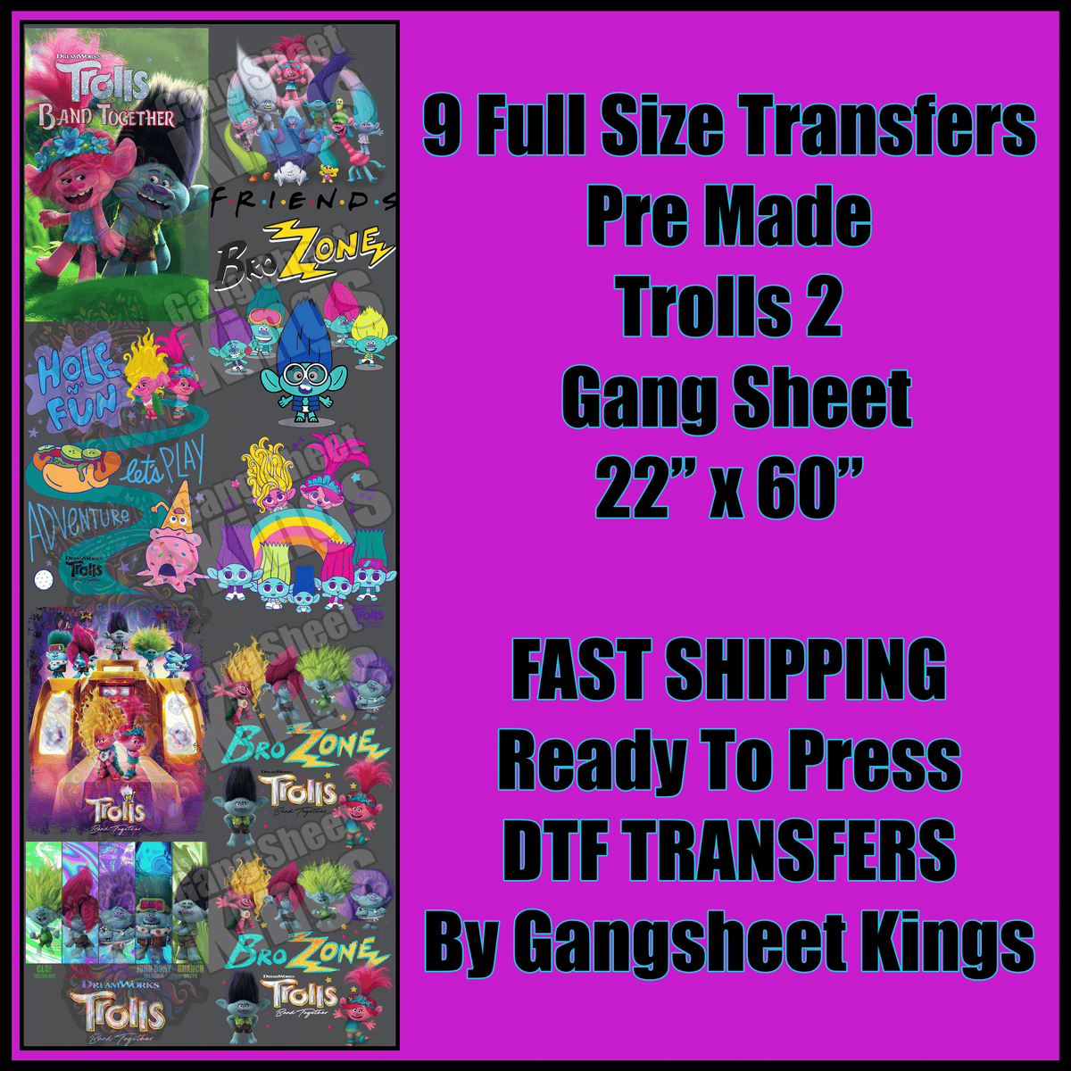 Trolls 2 Gangsheet