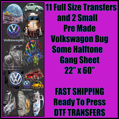 Volkswagon Bug VW Some Halftoned for Black Shirts Gangsheet